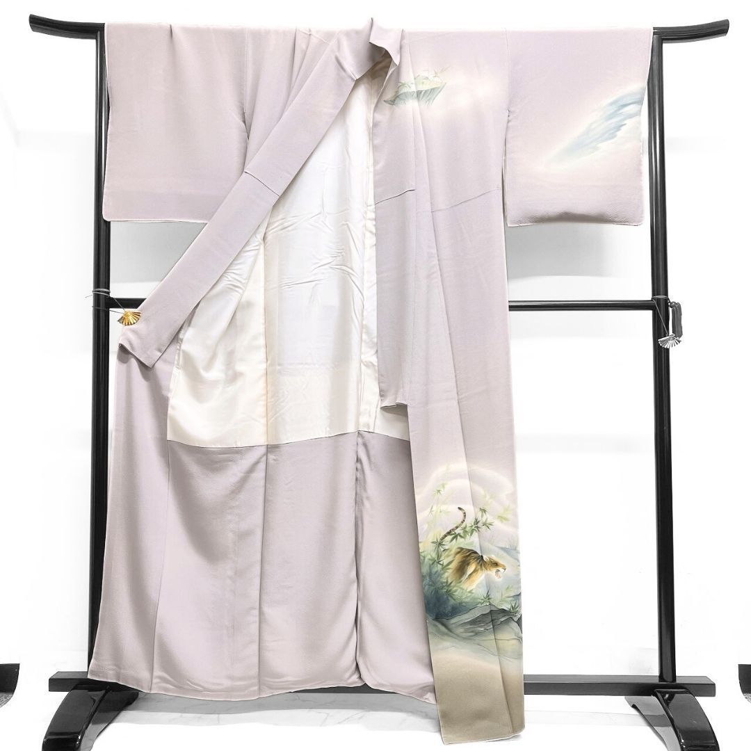 訪問着 安達華生 龍 虎 作家もの 波 笹 着物 122 b p ms