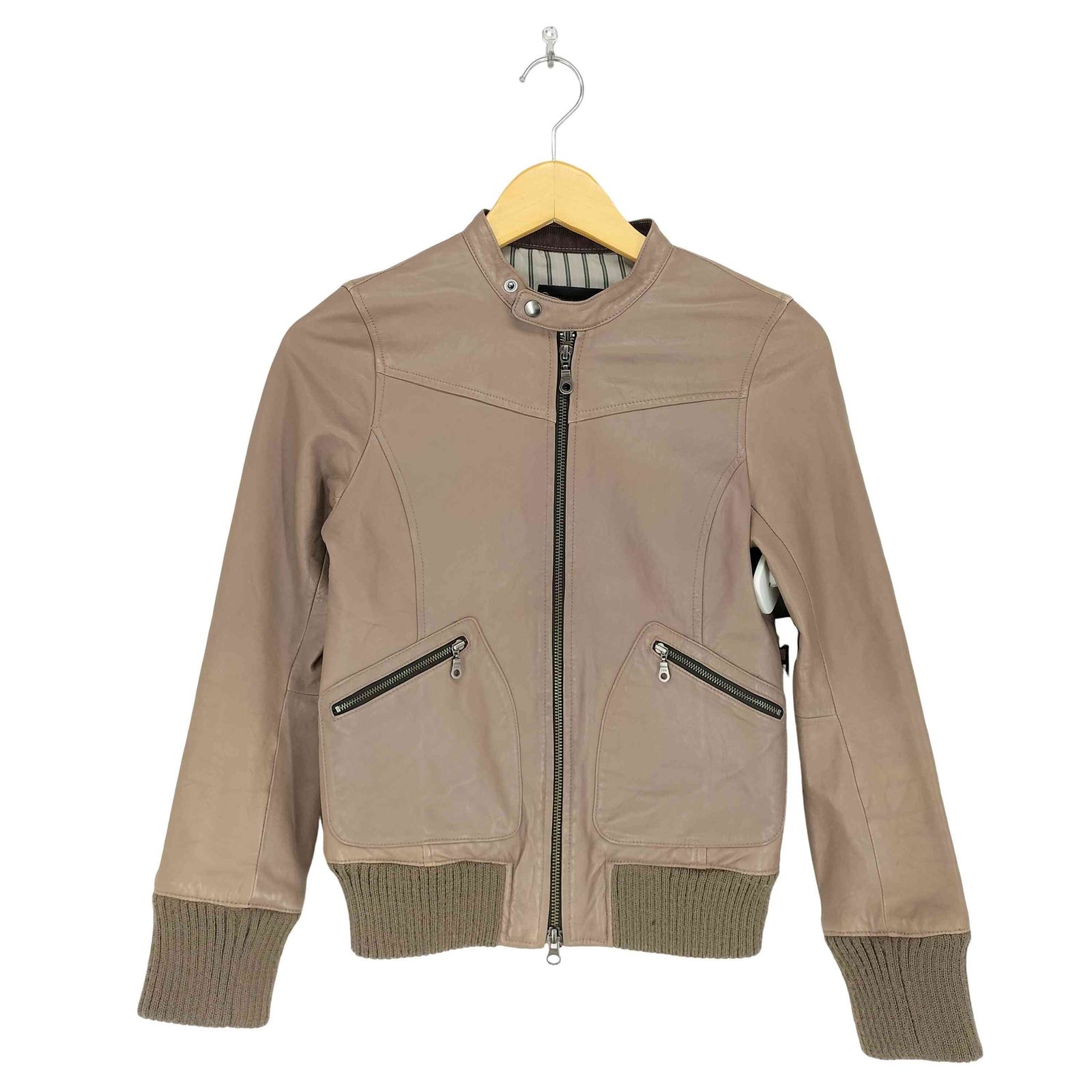 ノンブルアンペール ノーカラーレザージャケット ノンブルアンペール NOMBRE IMPAIR ノーカラーレザージャケット