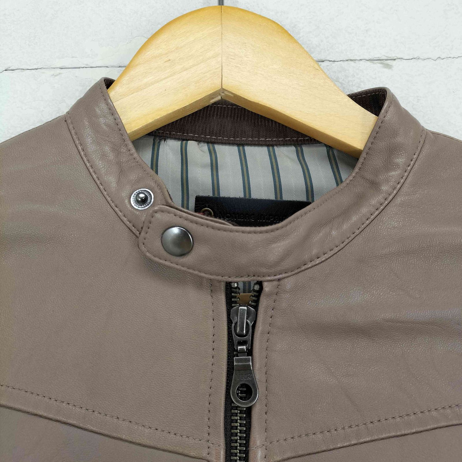 ノンブルアンペール ノーカラーレザージャケット ノンブルアンペール NOMBRE IMPAIR ノーカラーレザージャケット