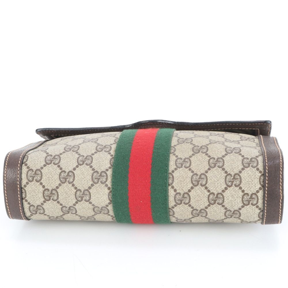 オールド グッチ GGスプリーム シェリー ライン レザー セカンドバッグ