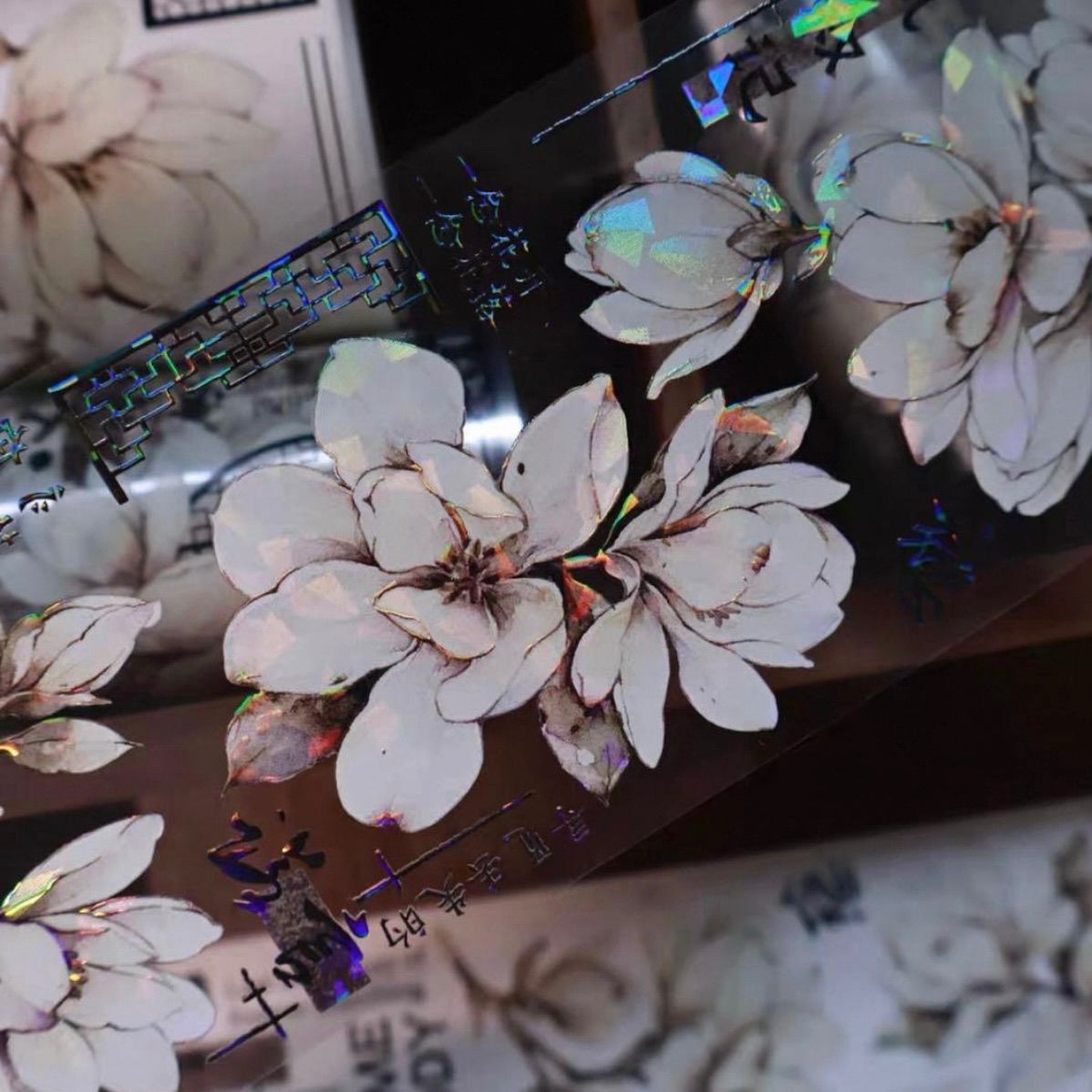  贝壳光 月凝香 6 cm m 120 loop 海外マスキングテープ 海外マステ 花和柄 マスキングテープ テープ マスキングテープ