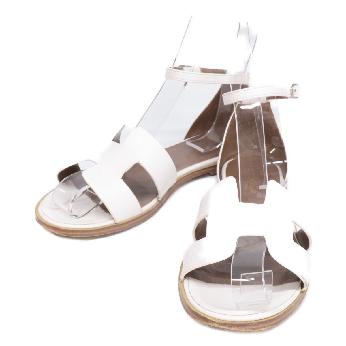 HERMES エルメス サントリーニ Hモチーフ アンクルストラップ フラットサンダル 35