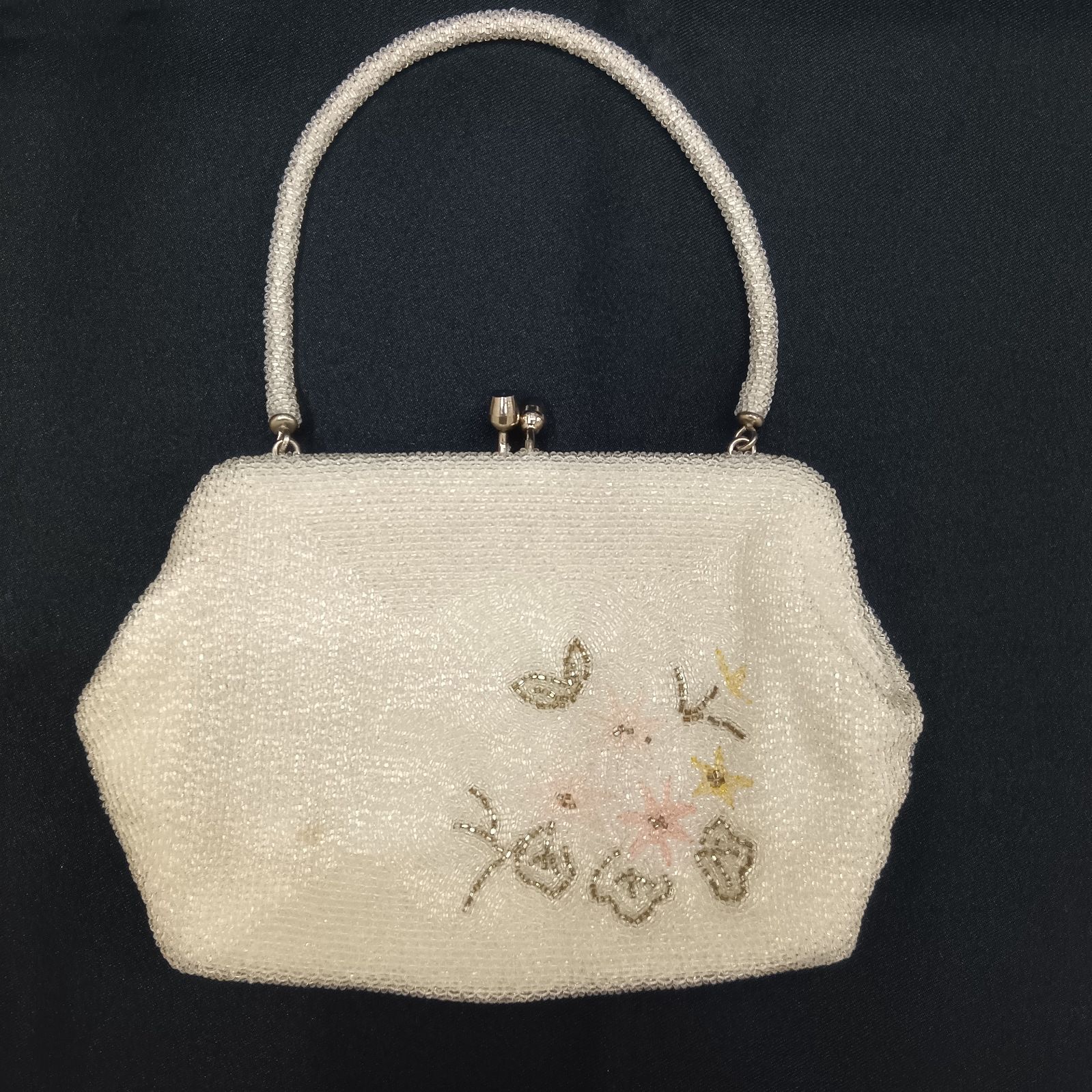 少々訳あり←🔶昭和レトロ 希少レア 🔷 ビーズ刺繍ミニバッグ ／ 豪華