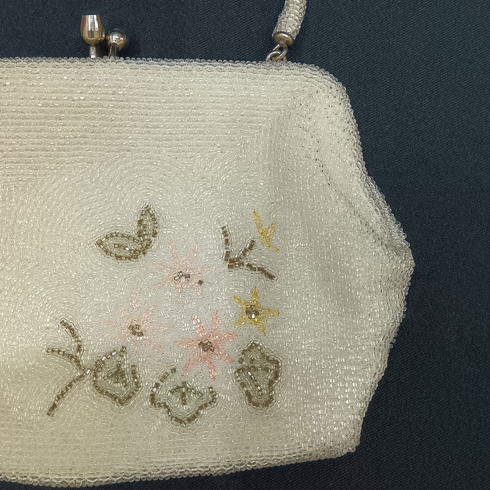 少々訳あり←🔶昭和レトロ 希少レア 🔷 ビーズ刺繍ミニバッグ ／ 豪華