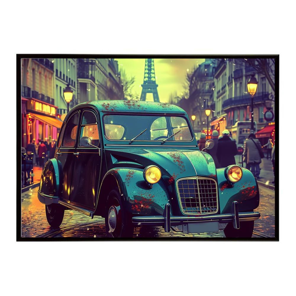 【B2サイズ（約51x73cm）】【lh-poster-8894】【フレーム付き】コンセプトアート ヨーロッパ レトロシャビー ポスター ロンドン パリ 街並み 海外 シティ 車 ビル お店 インテリア アート モダン