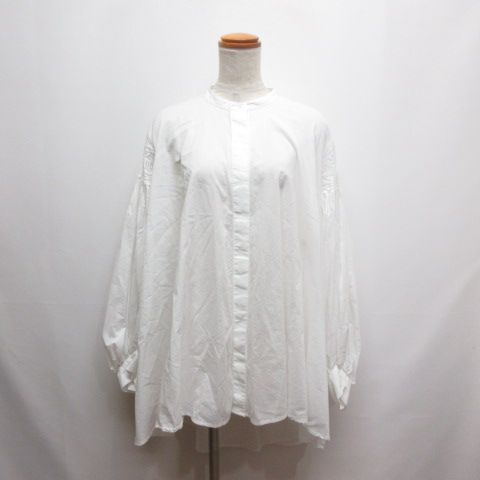 ミズイロインド mizuiro ind ピンタック パフスリーブ シャツ 白 ホワイト 3 230043 長袖 ブラウス