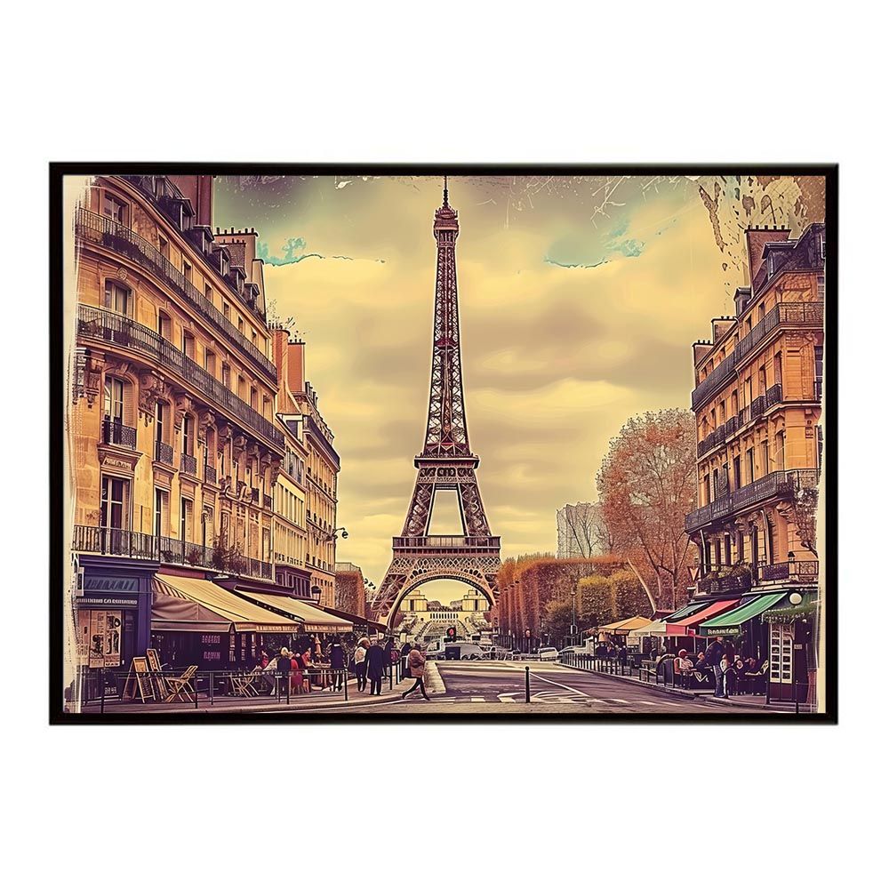 【A2サイズ（約42x59cm）】【lh-poster-8916】【フレーム付き】コンセプトアート ヨーロッパ レトロシャビー ポスター ロンドン パリ 街並み 海外 シティ 車 ビル お店 インテリア アート モダン
