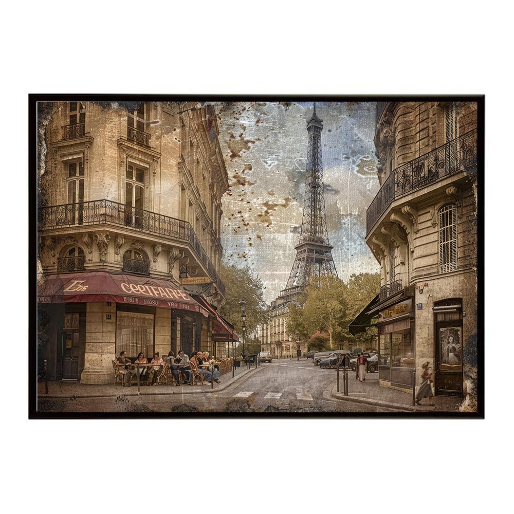 【A2サイズ（約42x59cm）】【lh-poster-8932】【フレーム付き】コンセプトアート ヨーロッパ レトロシャビー ポスター ロンドン パリ 街並み 海外 シティ 車 ビル お店 インテリア アート モダン