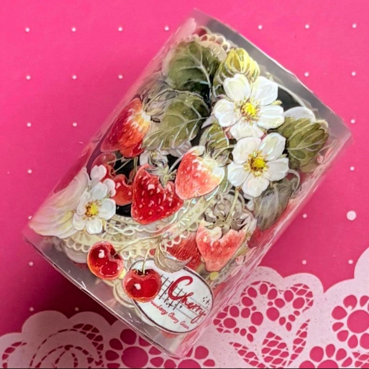 贝壳光 莓樱 5.5 cm×6 m 海外マスキングテープ 海外マステ 苺