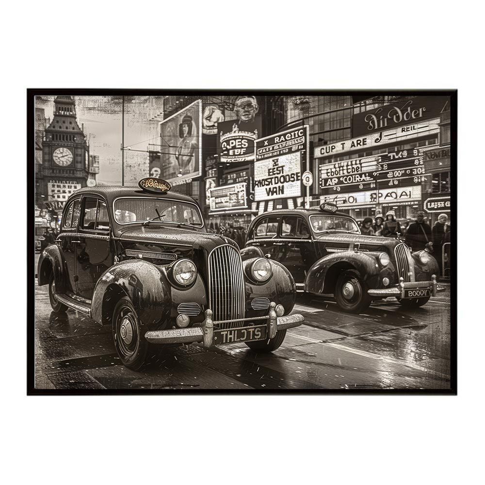 【A0サイズ（約84x119cm）】【lh-poster-8990】【フレーム付き】コンセプトアート ヨーロッパ レトロシャビー ポスター ロンドン パリ 街並み 海外 シティ 車 ビル お店 インテリア アート モダン