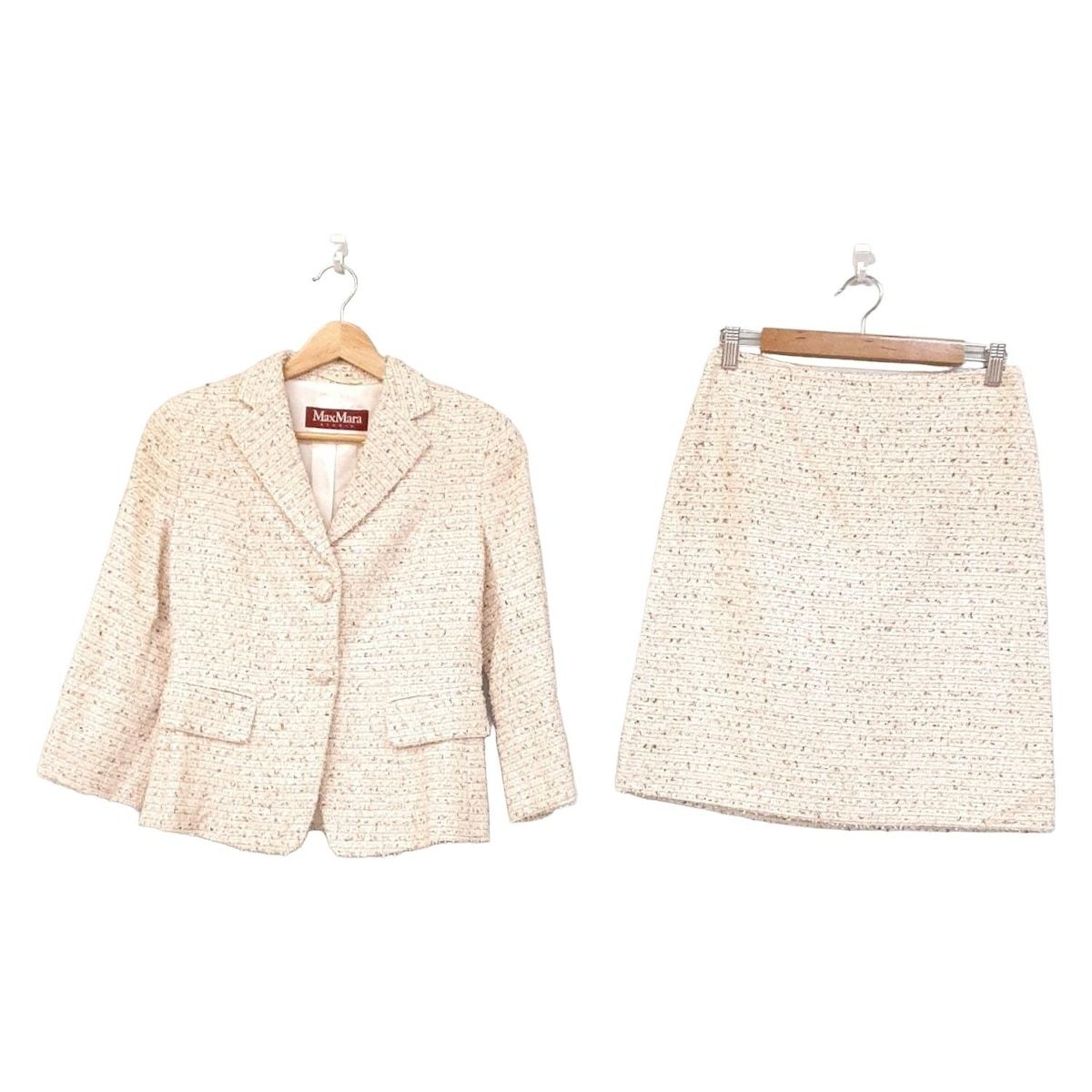 Max Mara STUDIO マックスマーラスタジオ スカートスーツ レディース アイボリー ツイード