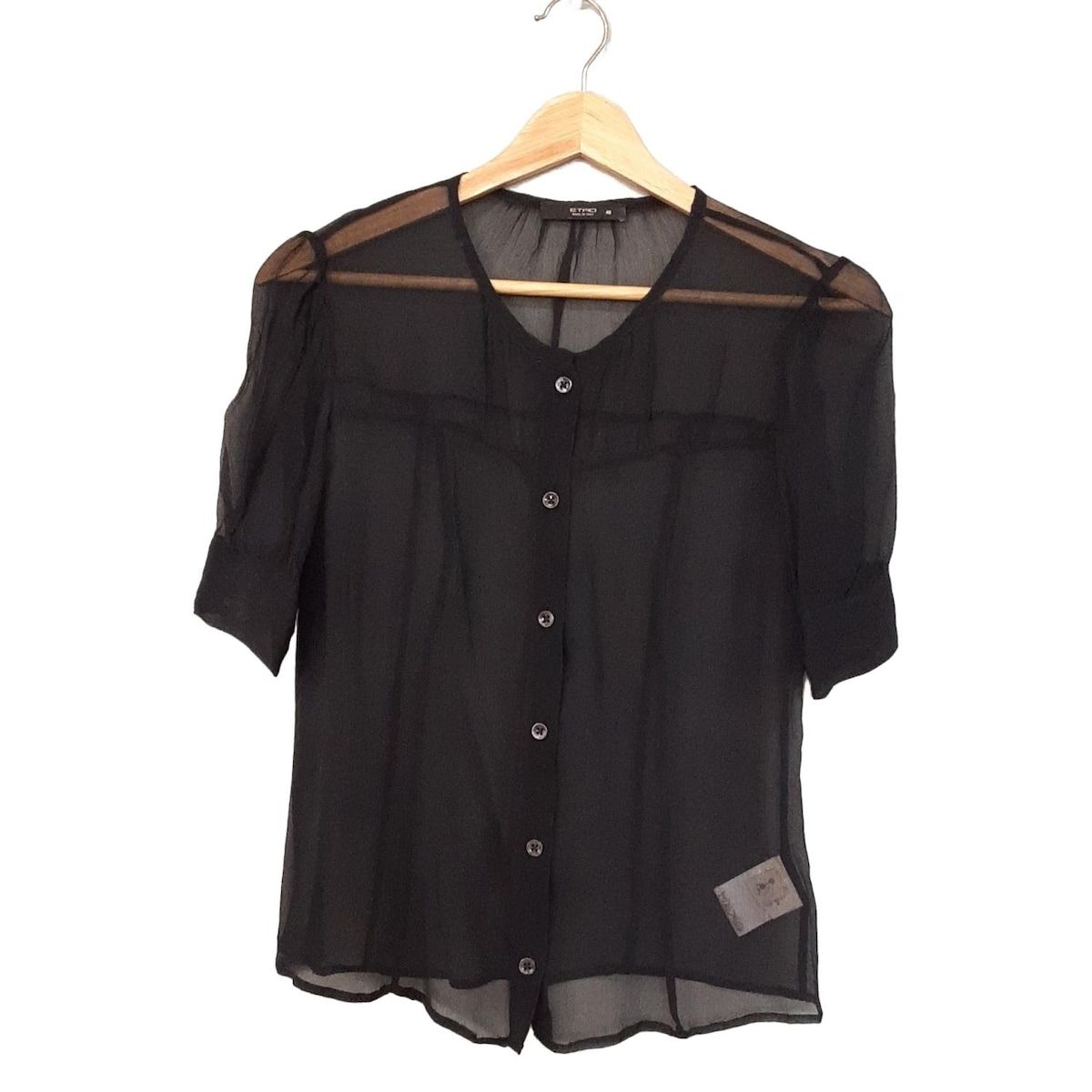 ETRO エトロ 半袖シャツブラウス サイズ40 M レディース - 黒 シルク|シースルー