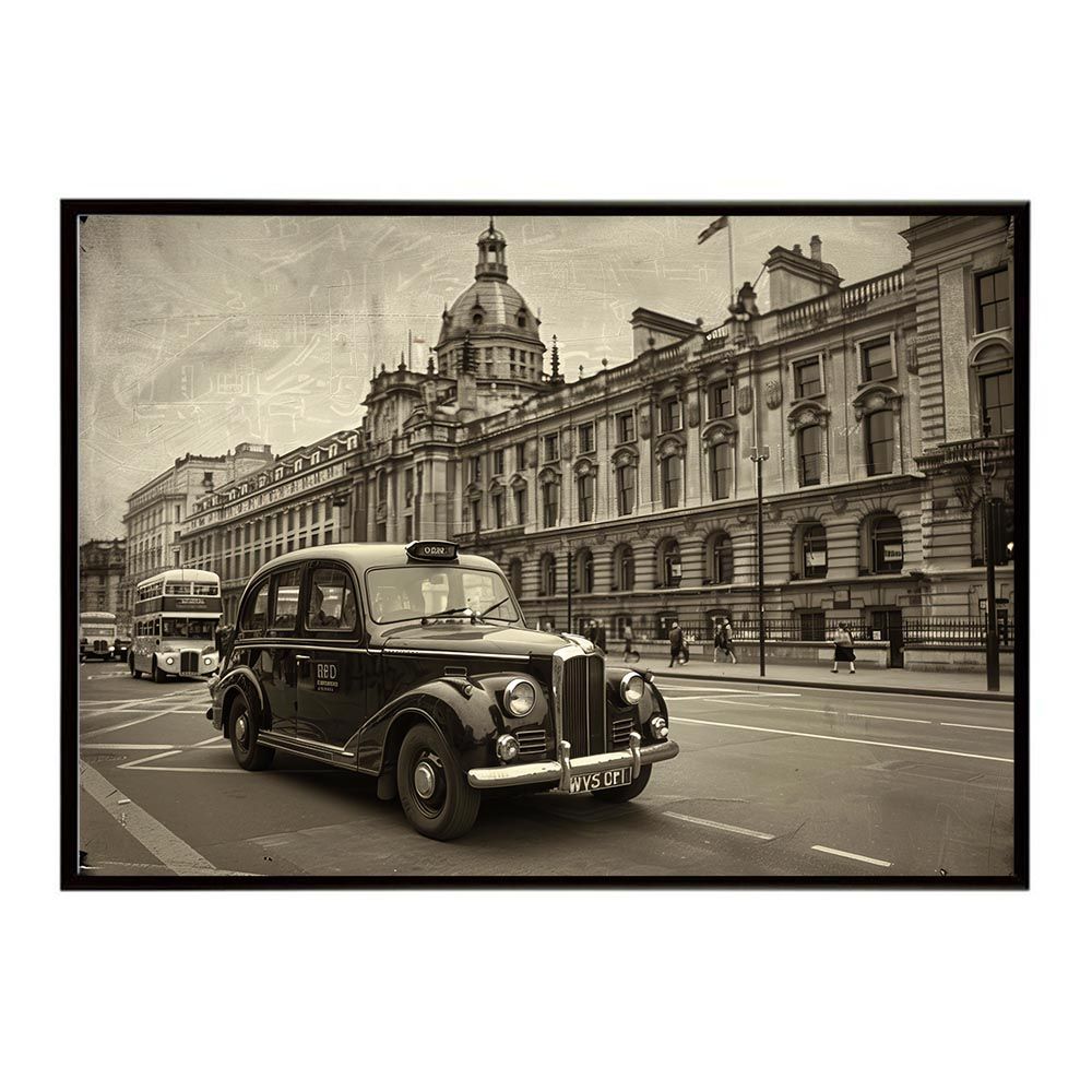 【A0サイズ（約84x119cm）】【lh-poster-9012】【フレーム付き】コンセプトアート ヨーロッパ レトロシャビー ポスター ロンドン パリ 街並み 海外 シティ 車 ビル お店 インテリア アート モダン