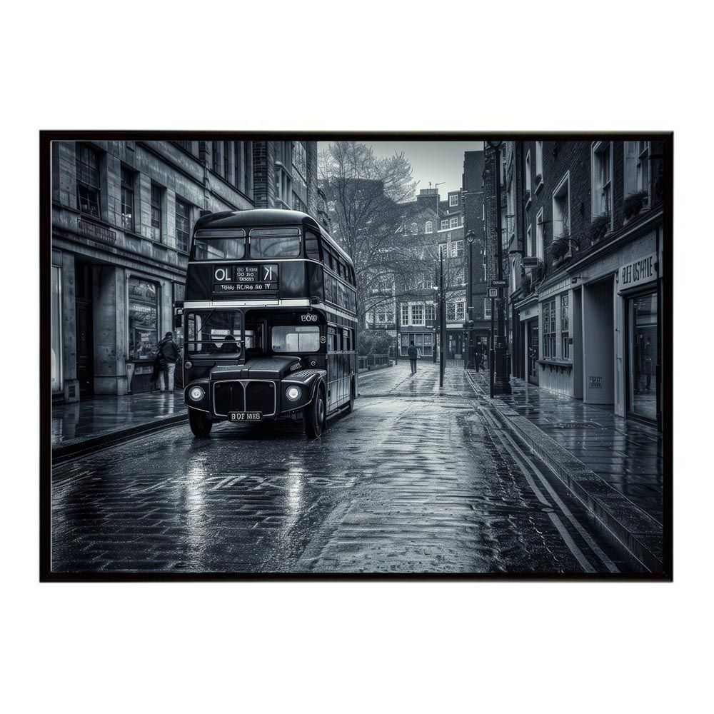 【B1サイズ（約73x103cm）】【lh-poster-9092】【フレーム付き】コンセプトアート ヨーロッパ レトロシャビー ポスター ロンドン パリ 街並み 海外 シティ 車 ビル お店 インテリア アート モダン