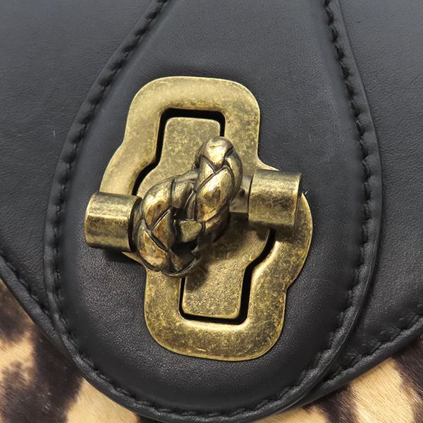 ボッテガヴェネタ BOTTEGA VENETA ショルダーバッグ ハラコ レザー ハラコ ブラックXブラウン ヴィンテージ金具 黒 チェーンショルダー  【保存袋】【中古】 ボッテガヴェネタ BOTTEGA VENETA ショルダーバッグ ハラコ レザー