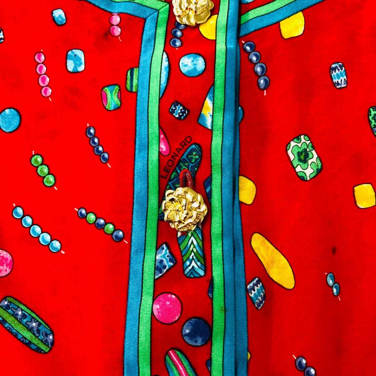 LEONARD レオナール 長袖ブラウス サイズ:L 総柄 レッド