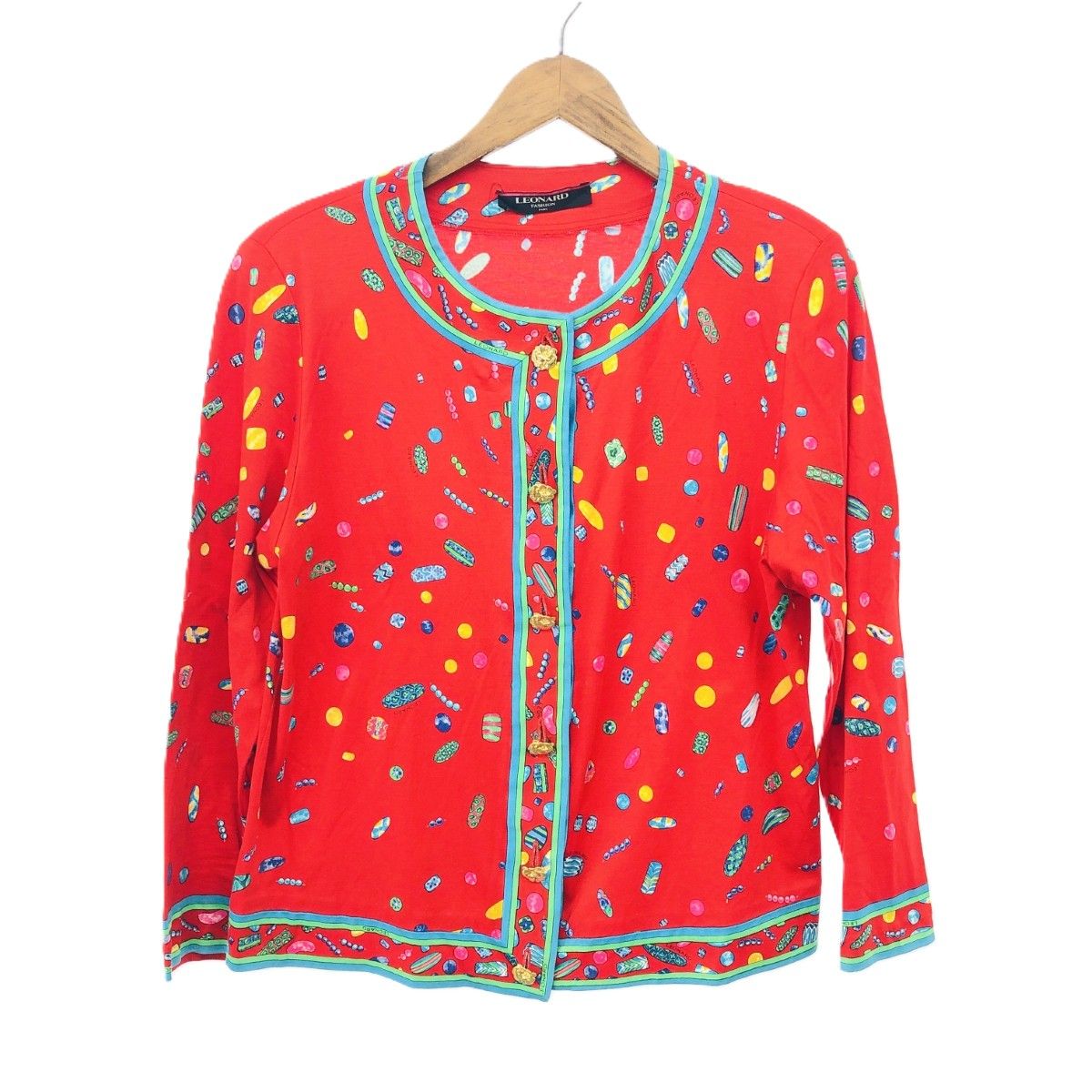 LEONARD レオナール 長袖ブラウス サイズ:L 総柄 レッド