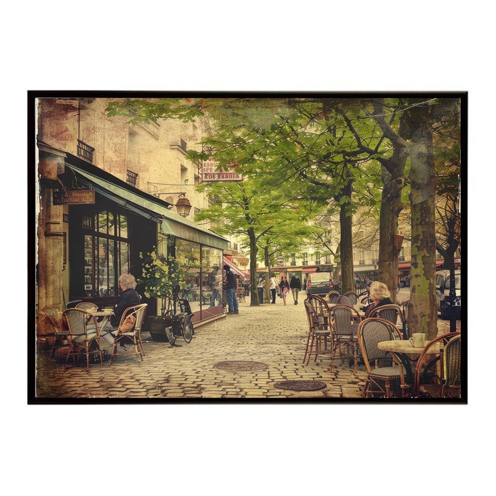 【A2サイズ（約42x59cm）】【lh-poster-9193】【フレーム付き】コンセプトアート ヨーロッパ レトロシャビー ポスター ロンドン パリ 街並み 海外 シティ 車 ビル お店 インテリア アート モダン