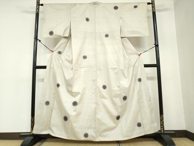 平和屋着物●十日町 名門青柳謹製　櫛引織　赤城紬　草木染　紬　丸文　金彩　正絹　逸品　DAAZ7287ud 平和屋着物○十日町 名門青柳謹製 櫛引織 赤城紬 草木染 紬 丸文 金彩