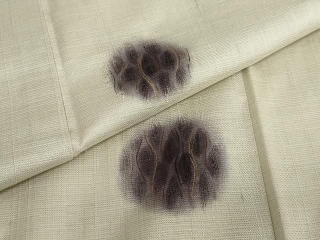 平和屋着物○十日町 名門青柳謹製 櫛引織 赤城紬 草木染 紬 丸文 金彩