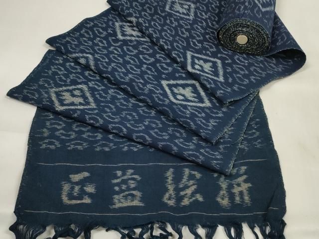 平和屋着物●久留米絣 反物 着尺 正藍 絵絣 綿 ♥ zzz