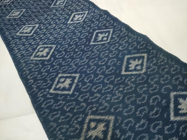 平和屋着物●久留米絣 反物 着尺 正藍 絵絣 綿 ♥ zzz