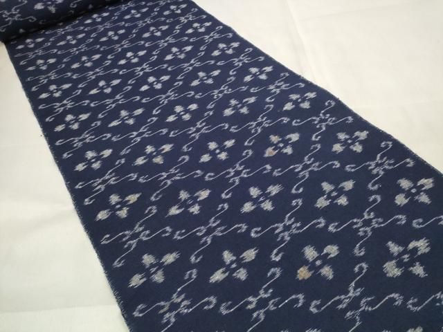 平和屋着物●伊予絣 反物 着尺 手織絵絣 証紙付き 綿 ♥ zzz