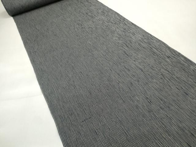 平和屋着物●小千谷 紺仁 越後片貝木綿 反物 着尺 縞 小千谷織物謹製 証紙付き 木綿 ♥ zzz
