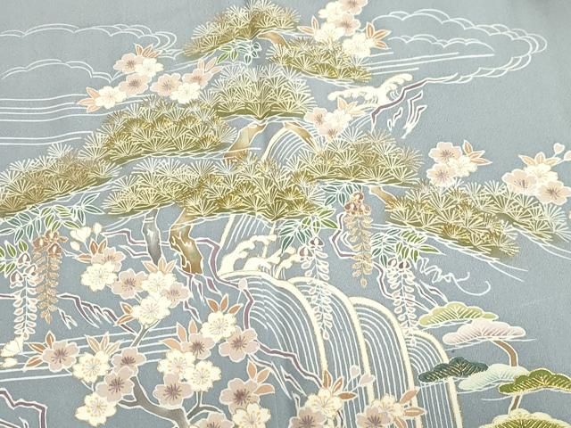 平和屋着物○豪華色留袖 刺繍 風景文 金彩 正絹 逸品 CABA8850dy