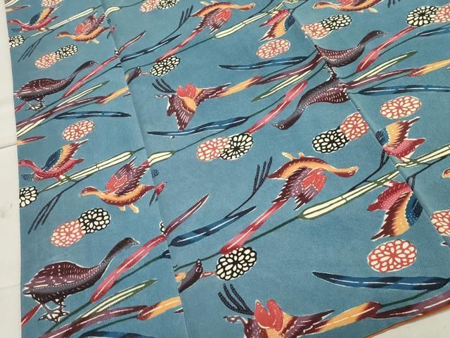 平和屋着物○本場琉球紅型 小紋 花鳥文 紙付き 正絹 逸品 CABA8875dy