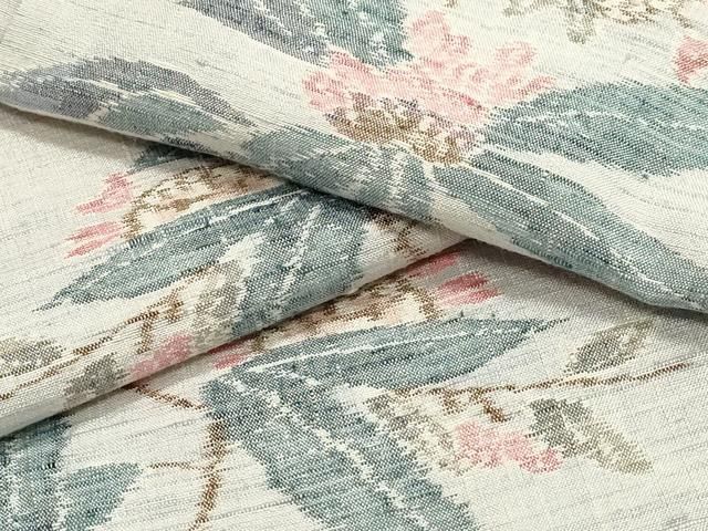 平和屋着物 小千谷紬 草花文 正絹 dy