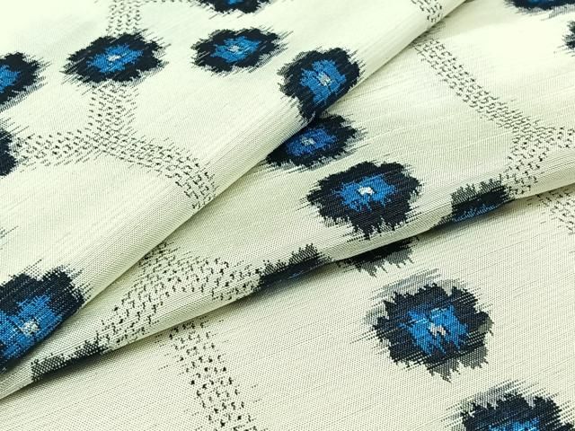 平和屋着物▽上質な紬 単衣 亀甲花文 正絹 jh