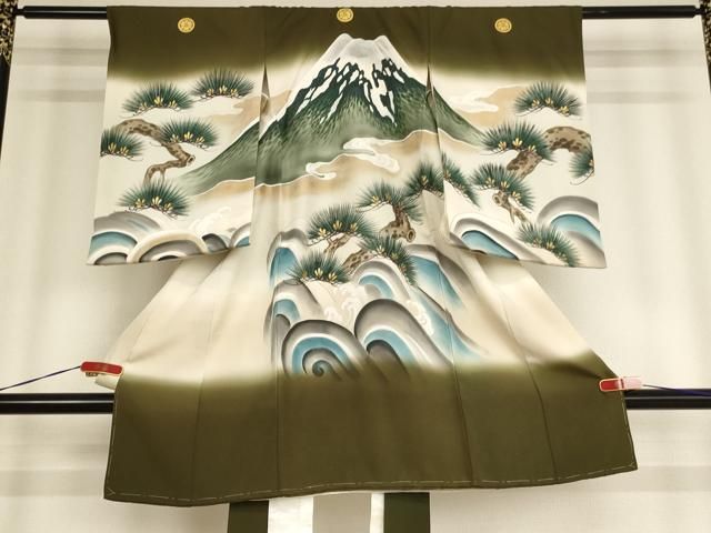 平和屋着物 お宮参り 男の子 祝着 産着 初着 のしめ 富士山 立波松文 暈し染め 金銀彩 ja