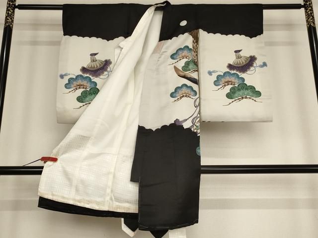 平和屋着物 お宮参り 男の子 祝着 産着 初着 のしめ 鷹 宝尽くし松文 金彩 ja