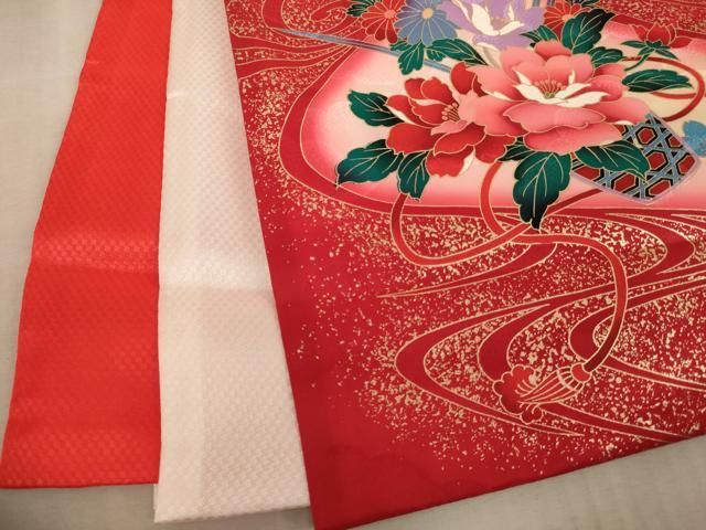  平和屋着物 お宮参り 女の子 祝着 産着 初着 のしめ 一つ身 飛鶴花車文 暈し染め 金彩 ♥ ja 着物 着物ドレス 着物 浴衣 和小物