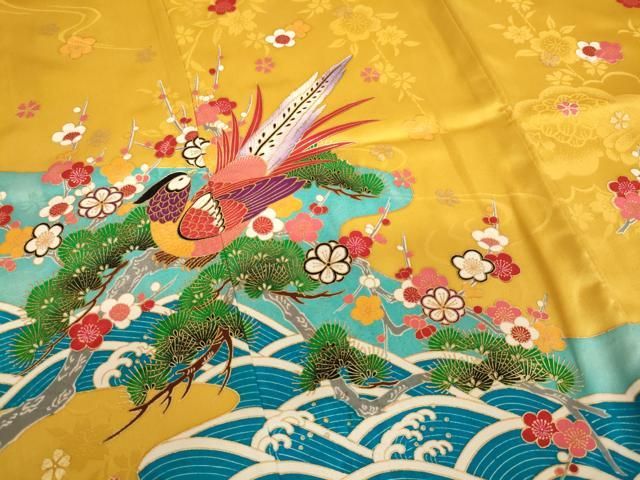  平和屋着物 七五三 女の子 ７歳 祝着 四つ身 長襦袢 無双仕立て 袋帯セット 松竹梅尾長鳥文 金彩 ja 着物 着物ドレス 着物 浴衣 和小物