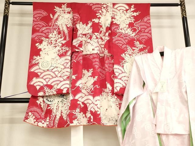 平和屋着物 七五三 女の子 ３歳 三つ身 祝着 長襦袢 袷 セット 花車文 ja