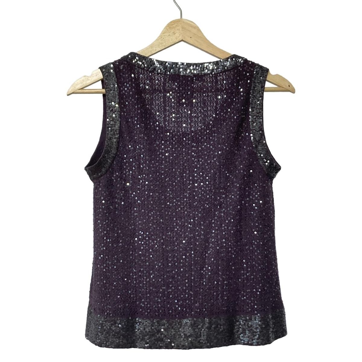 Max Mara マックスマーラ ノースリーブセーター サイズM レディース - パープル シルク カシミヤ スパンコール