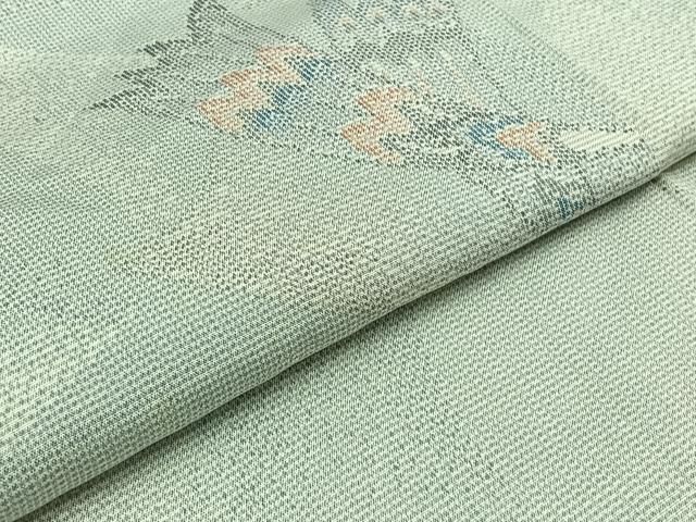  平和屋着物 上質な紬 単衣 飛鶴文 正絹 jh 紬 着物