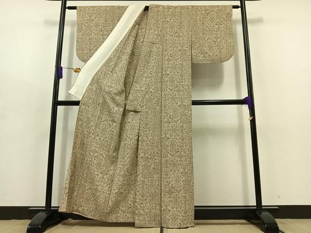  平和屋着物 本塩沢 単衣 草花文 正絹 jh 紬 着物