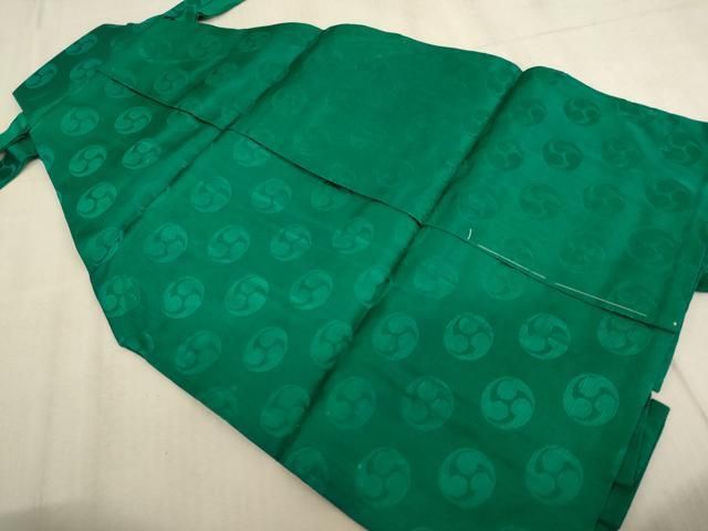 平和屋着物 七五三 男の子 5才 行灯袴 三つ巴地紋 花緑青色 ja