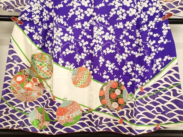 平和屋着物∵女の子 十三参り 子供 祝着 駒刺繍 鈴花文 金彩 ja