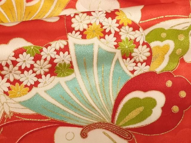  平和屋着物 七五三 女の子 ７歳 祝着 四つ身 長襦袢 無双仕立て セット 舞蝶文 金彩 ja 着物 着物ドレス 着物 浴衣 和小物