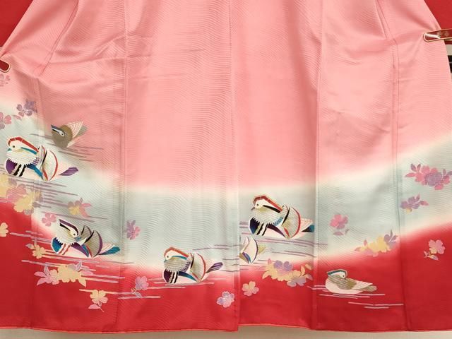  平和屋着物 七五三 女の子 ７歳 祝着 四つ身 長襦袢 単衣 セット 鴛鴦花文 暈し染め 金銀彩 ja 着物 着物ドレス 着物 浴衣 和小物