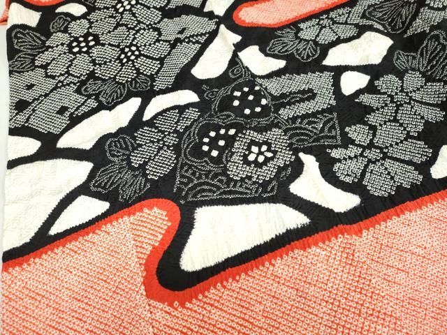 平和屋着物●豪華振袖・長襦袢（袷）セット　総絞り　地紙草花文　正絹　逸品　DAAZ7331ud 平和屋着物○豪華振袖・長襦袢（袷）セット 総絞り 地紙草花文 正絹