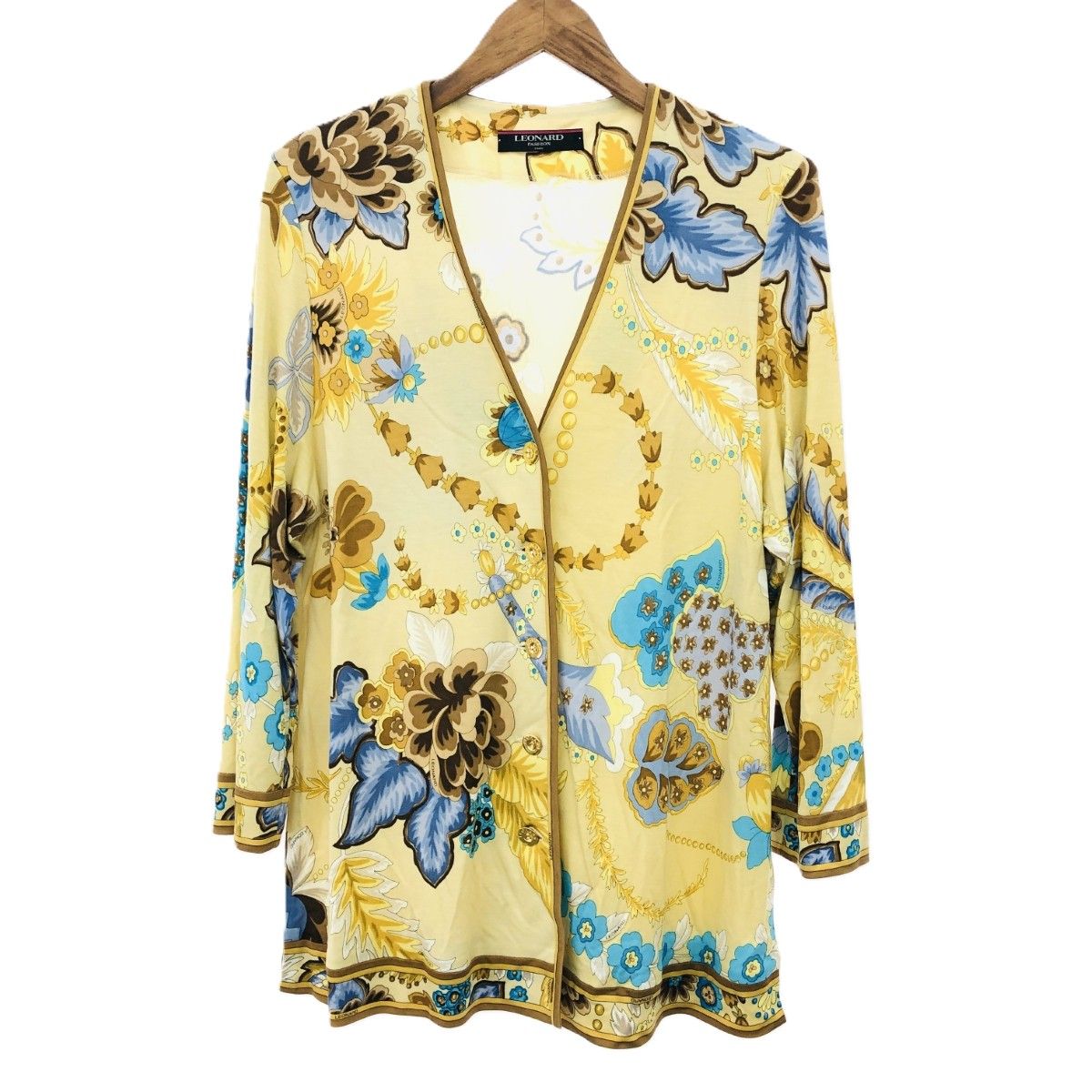超美品　LEONARD FASHION レオナール　花柄　長袖ロングカーディガン 美品 LEONARD レオナール 花柄 長袖 カーディガン トップス ストール