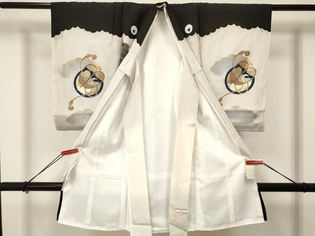 平和屋着物 お宮参り 男の子 祝着 産着 初着 のしめ 鷹 鷲 龍 扇面笹松文 金彩 ma