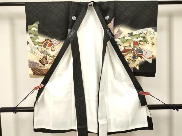 平和屋着物 お宮参り 男の子 祝着 産着 初着 のしめ 鷹 鷲 打ち出の小槌 束ね熨斗松文 暈し染め 金彩 ma