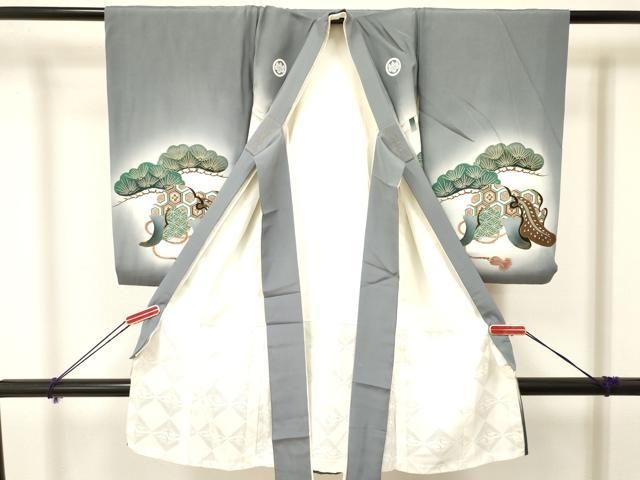 平和屋着物 お宮参り 男の子 祝着 産着 初着 のしめ 駒刺繍 龍 兜 扇面立波松文 暈し染め 金彩 ma