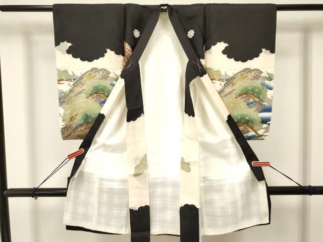 平和屋着物 お宮参り 男の子 祝着 産着 初着 のしめ 刺繍 鷹 鷲 立波松文 金彩 ma